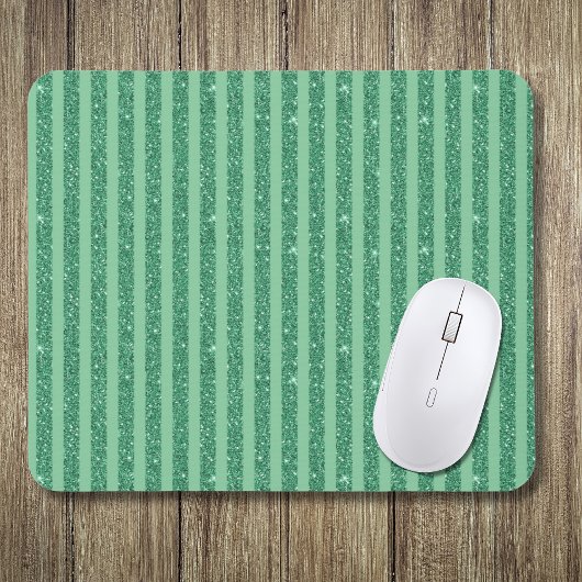 Klassieke Jade Groene Glitter Stijl Verticale Stre Muismat