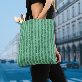 Klassieke Jade Groene Glitter Stijl Verticale Stre Tote Bag