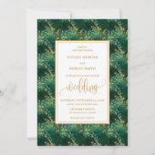 Klassieke Jager Groen Goud Eucalyptus Bruiloft  Kaart (Voorkant)