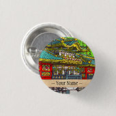 Klassieke japans met oosterse landtempel ronde button 3,2 cm (Voorkant /achterkant)