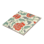 Klassieke japanse bloemen rustieke rode Vintage Tegeltje (Zijkant)