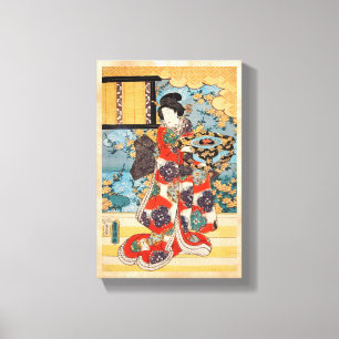 Klassieke  japanse geisha ukiyo-e Utagawa Canvas Afdruk