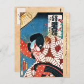 Klassieke  japanse kabuki samurai Utagawa Briefkaart (Voorkant / Achterkant)