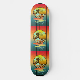 Klassieke Japanse Kanagawa-golf Oceaan zonsonderga Persoonlijk Skateboard