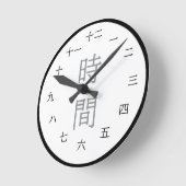 Klassieke Japanse Kanji zwart-wit wandklok (Hoek)