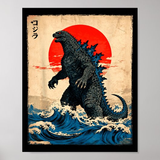Klassieke Japanse kunst Kaiju-monster Poster (Voorkant)