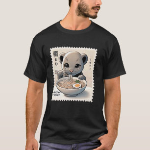 Klassieke Japanse kunst postzegel noedels panter T-shirt