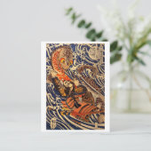 Klassieke Japanse kunst vechtende reuzensalamander Feestdagenkaart (Staand voorkant)