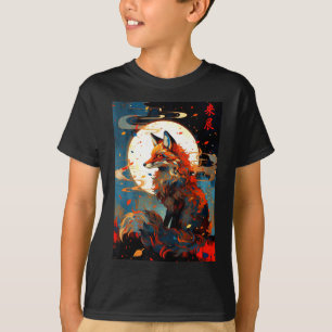 Klassieke Japanse Kunst Vos In De Maan Nacht Lands T-shirt