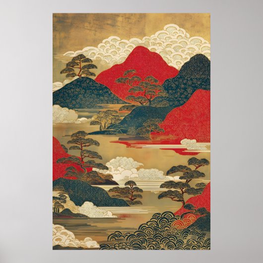 Klassieke Japanse Landschapskunst Print Ukiyo-e (Voorkant)