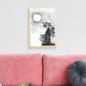 Klassieke  japanse nacht maan ruimte sumi-e canvas afdruk (Insitu (Woonkamer))