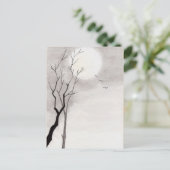 Klassieke  japanse nacht maan scenery sumi-e briefkaart (Staand voorkant)