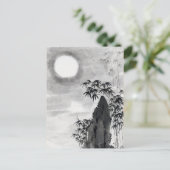 Klassieke  japanse nacht maan scenery sumi-e briefkaart (Staand voorkant)