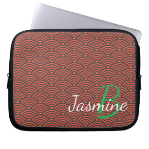 Klassieke Japanse Red Wave Deco en Monogram Laptop Sleeve