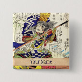 Klassieke Japanse Samurai Warrior General Vierkante Button 5,1 Cm (Voorkant)