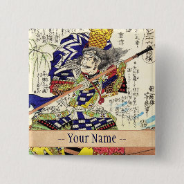 Klassieke  Japanse Samurai Warrior General Vierkante Button 5,1 Cm
