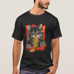 Klassieke Japanse stijl kunst kat eet Ramen noedel T-shirt