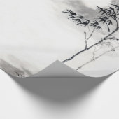 Klassieke japanse sumi-e schilderkunst bamboe maan cadeaupapier (Hoek)