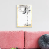 Klassieke japanse sumi-e schilderkunst bamboe maan canvas afdruk (Insitu (Woonkamer))