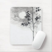 Klassieke japanse sumi-e schilderkunst bamboe maan muismat (Met muis)