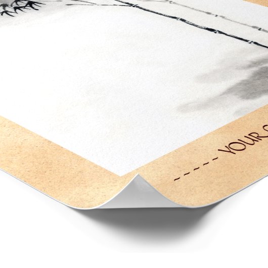 Klassieke japanse sumi-e schilderkunst bamboe maan poster (Hoek)