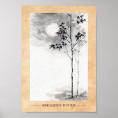 Klassieke japanse sumi-e schilderkunst bamboe maan poster (Voorkant)