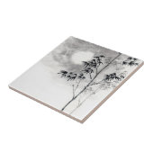 Klassieke japanse sumi-e schilderkunst bamboe maan tegeltje (Zijkant)