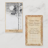 Klassieke japanse sumi-e schilderkunst bamboe maan visitekaartje (Voorkant / Achterkant)