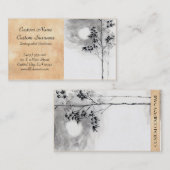 Klassieke japanse sumi-e schilderkunst bamboe maan visitekaartje (Voorkant / Achterkant)