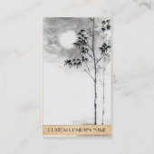 Klassieke japanse sumi-e schilderkunst bamboe maan visitekaartje (Achterkant)