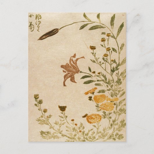 Klassieke japanse  ukiyo-e bloemen kunst briefkaart (Voorkant)