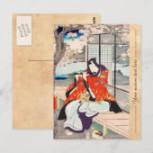 Klassieke  japanse ukiyo-e flute player kunst briefkaart (Voorkant / Achterkant)