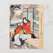 Klassieke  japanse ukiyo-e flute player kunst briefkaart