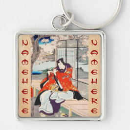 Klassieke  japanse ukiyo-e flute player kunst sleutelhanger
