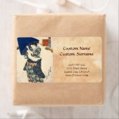 Klassieke japanse ukiyo-e geisha met paraplu etiket (Insitu)