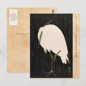 Klassieke  japanse ukiyo-e witte kraankunst briefkaart (Voorkant / Achterkant)