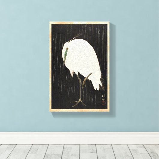 Klassieke  japanse ukiyo-e witte kraankunst canvas afdruk (Insitu (Houten vloer))