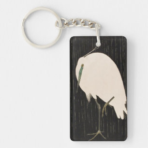 Klassieke  japanse ukiyo-e witte kraankunst sleutelhanger