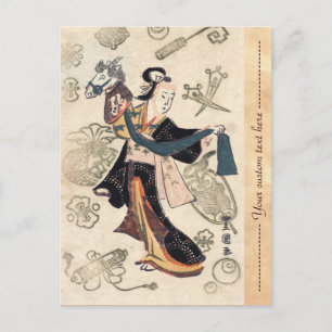 Klassieke japanse vrouw en marionet briefkaart