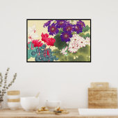 Klassieke japanse  waterverf bloemen kunst poster (Keuken)