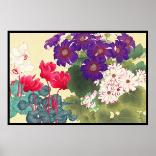 Klassieke japanse  waterverf bloemen kunst poster
