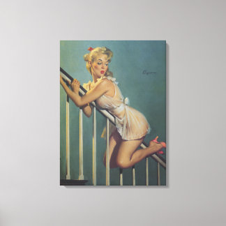 Klassieke jaren 1950  Pin Up Girl muurkunst Canvas Afdruk