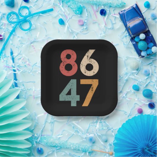 Klassieke  jaren 80 Stijl 86 47 Anti Trump Papieren Bordje (Feest)