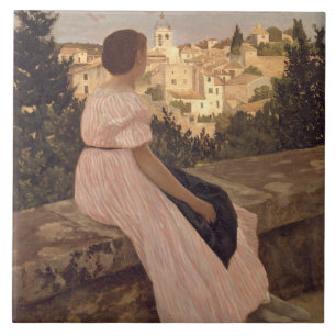 Klassieke Jean Frederic Bazille De Roze Jurk Tegeltje