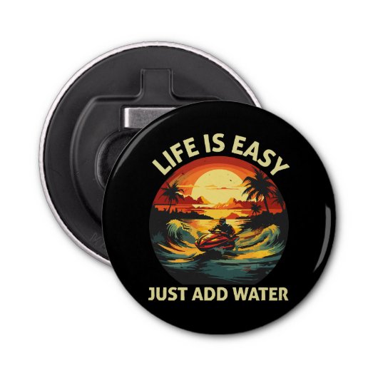 Klassieke Jet skiër Button Flesopener (Voorkant)