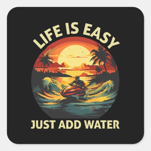 Klassieke Jet skiër Vierkante Sticker (Voorkant)