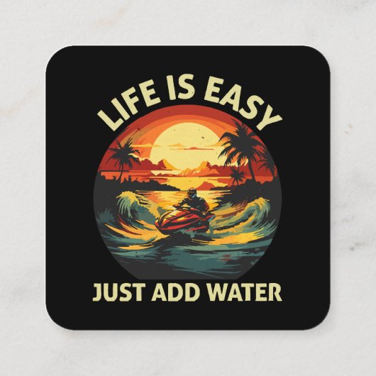 Klassieke Jet skiër Vierkante Visitekaartje (Achterkant)