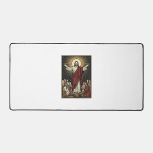 Klassieke Jezus Stralende Glorie Christelijke Grav Bureaumat