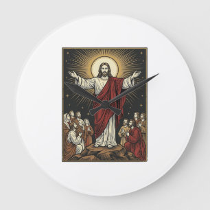 Klassieke Jezus Stralende Glorie Christelijke Grav Grote Klok