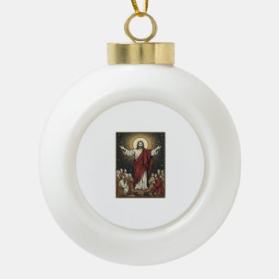 Klassieke Jezus Stralende Glorie Christelijke Grav Keramische Bal Ornament